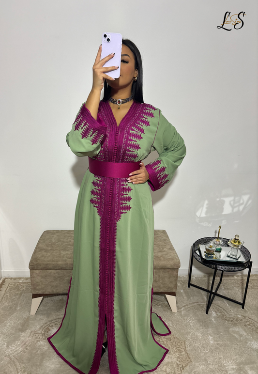 Caftan Vert et Mauve