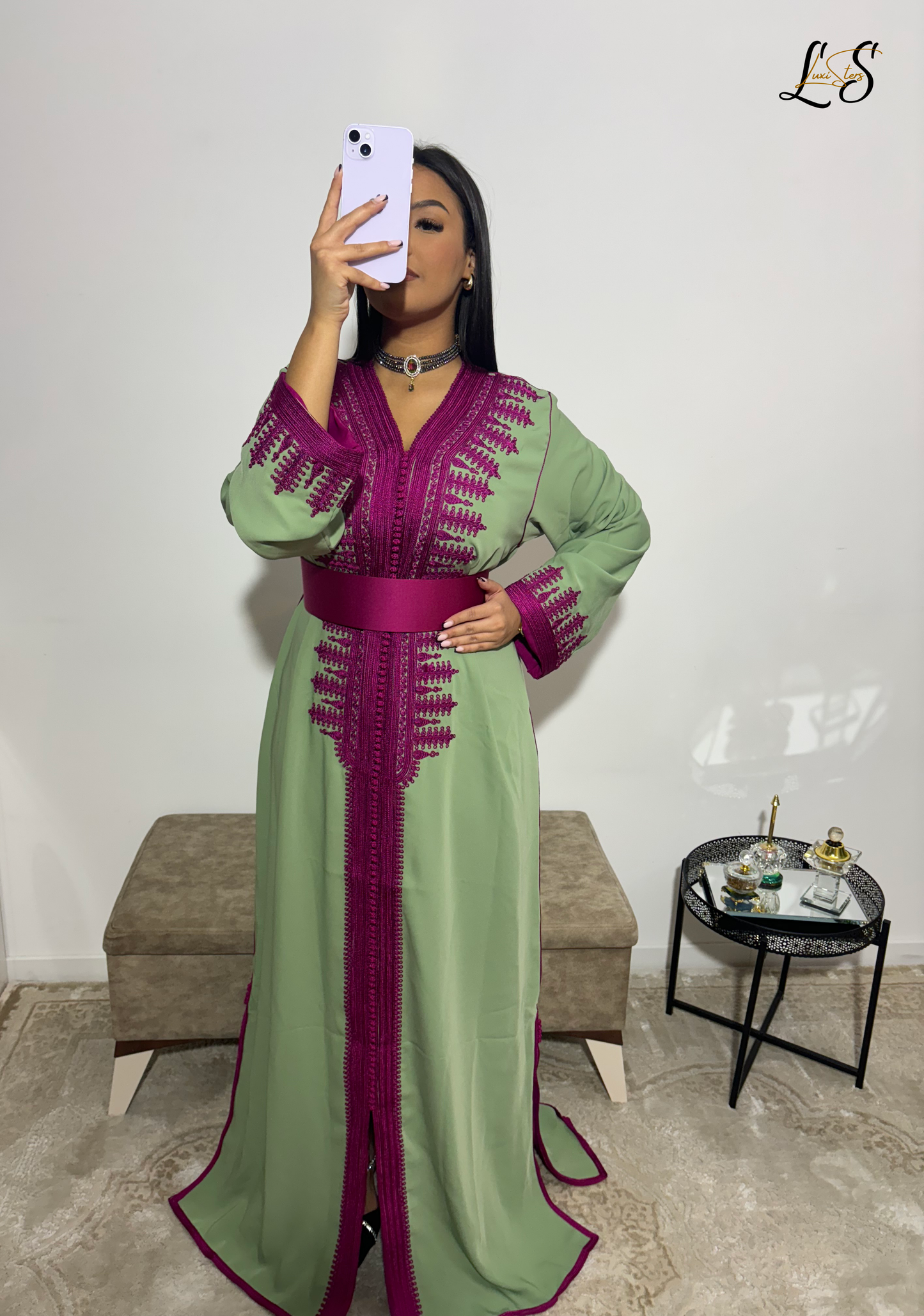 Caftan Vert et Mauve