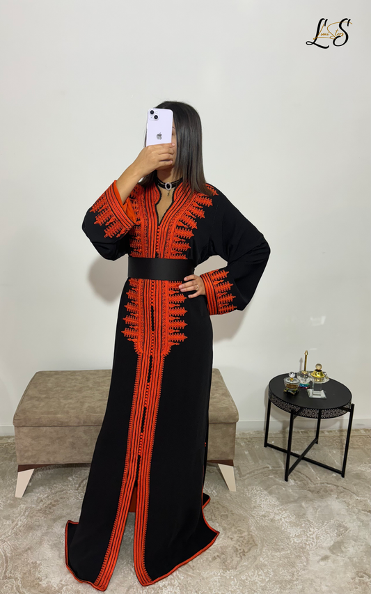 Caftan Noir et Orange