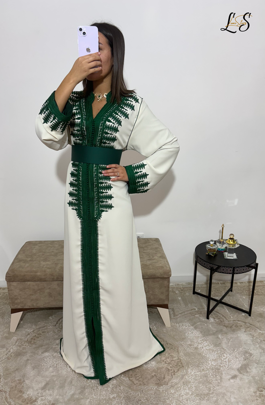 Caftan Blanc et Vert